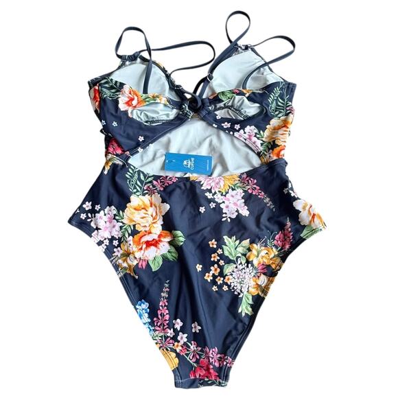 NEW Cupshe SWIMSUIT Women's LG Tropical Floral Cutout One-Piece Bathing Suit NWT - Picture 3 of 15